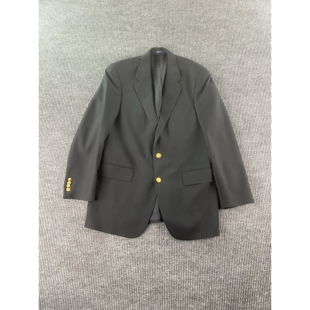 Polo University Club Ralph Lauren Blazer 42 L Black Wool Golden Button Designer
